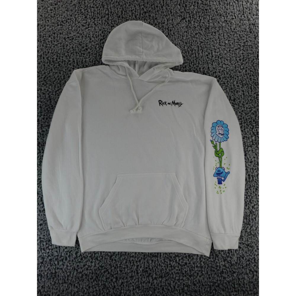 Rick & Morty Adult Swim Wubba Lubba‎ Dub-Dub Graphic Hoodie | White | Men L